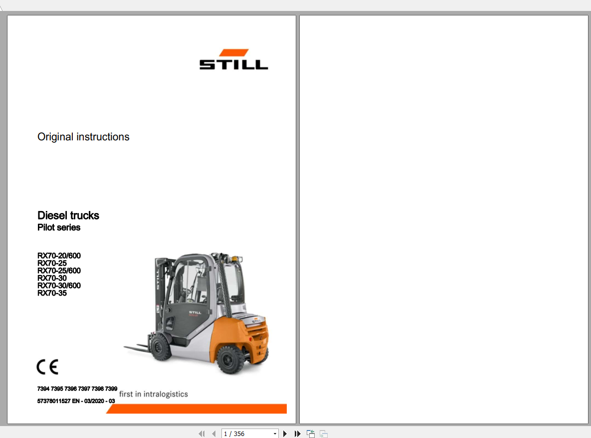 Still Sted Diesel Forklift Truck Pilot Series Operating Instruction 1