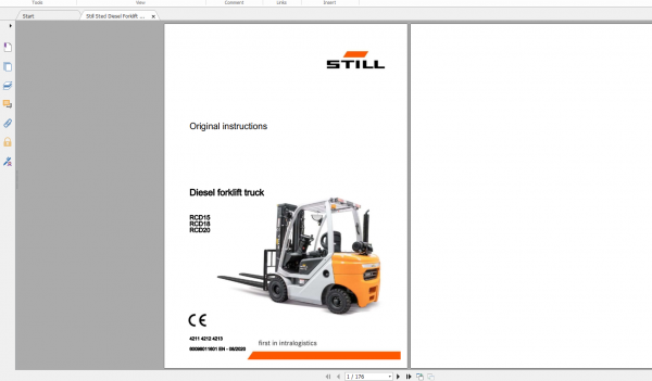 Still Sted Diesel Forklift Truck RCD 15 16 204211 4213 Operating Instruction 1