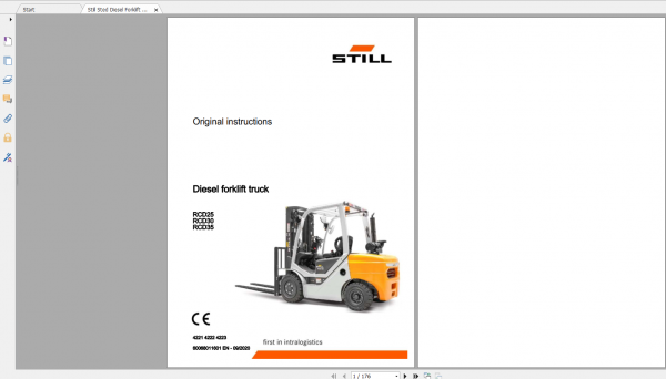 Still Sted Diesel Forklift Truck RCD 25 30 354221 4223 Operating Instruction 1