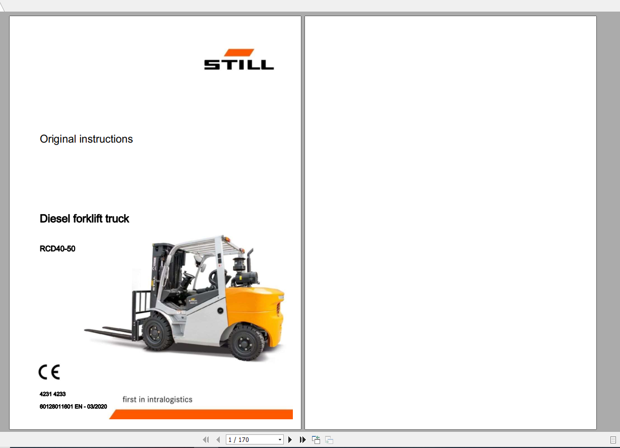 Still Sted Diesel Forklift Truck RCD 40 50 Operating Instruction 1
