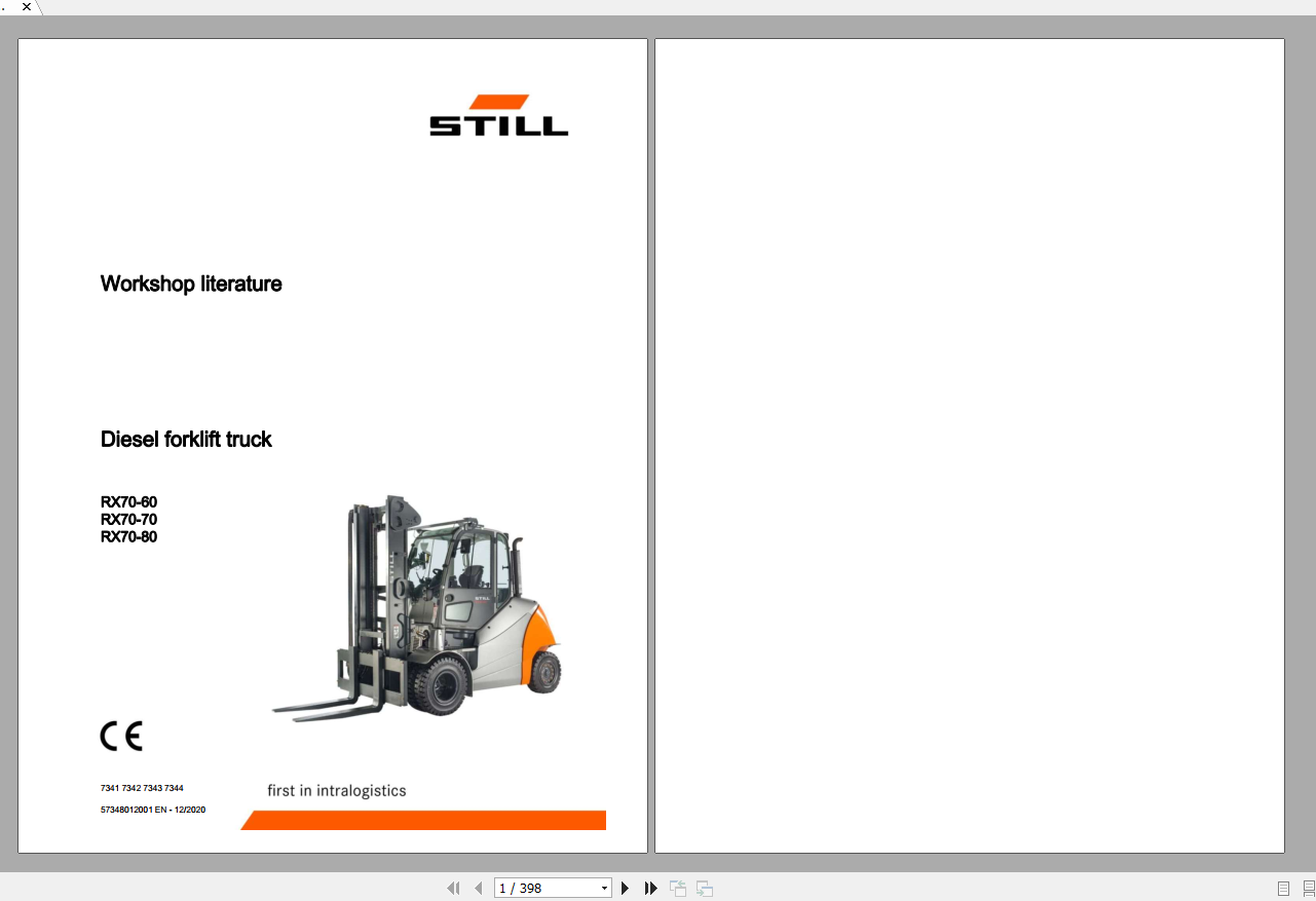 Still Sted Diesel Forklift Truck RX70 60 70 807341 7344 Workshop Manual 1