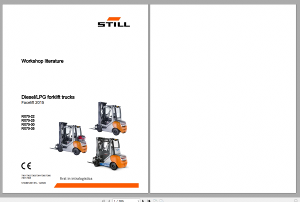 Still Sted Diesel LPG Forklift Truck RX70 22 25 30 357361 7368 Workshop Manual 1