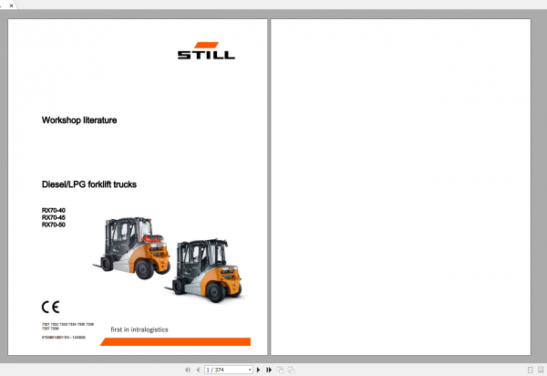 Still Sted Diesel LPG Forklift Truck RX70 40 45 50 7331 7338 Workshop Manual 1