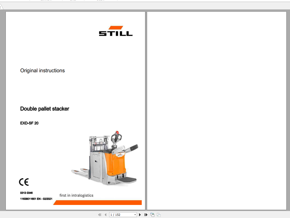 Still Sted Double Pallet Stacker EXD SF 20 Operating Instruction 1