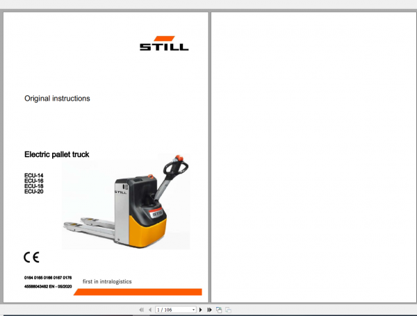 Still Sted Electric Pallet Truck ECU 14 16 18 20 Operating Instruction 1