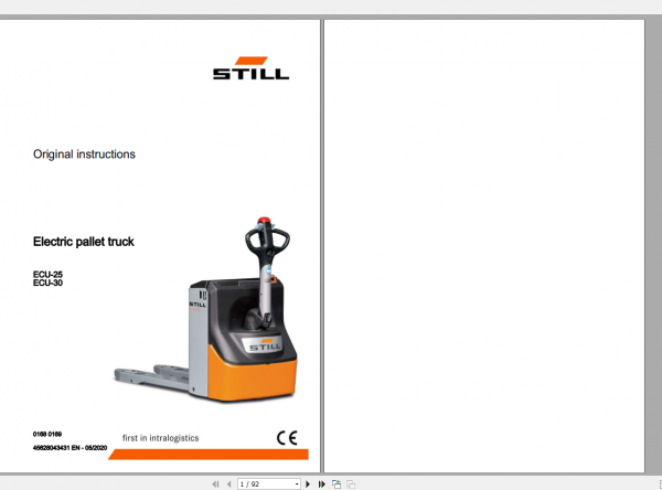 Still Sted Electric Pallet Truck ECU 25 30 Operating Instruction 1