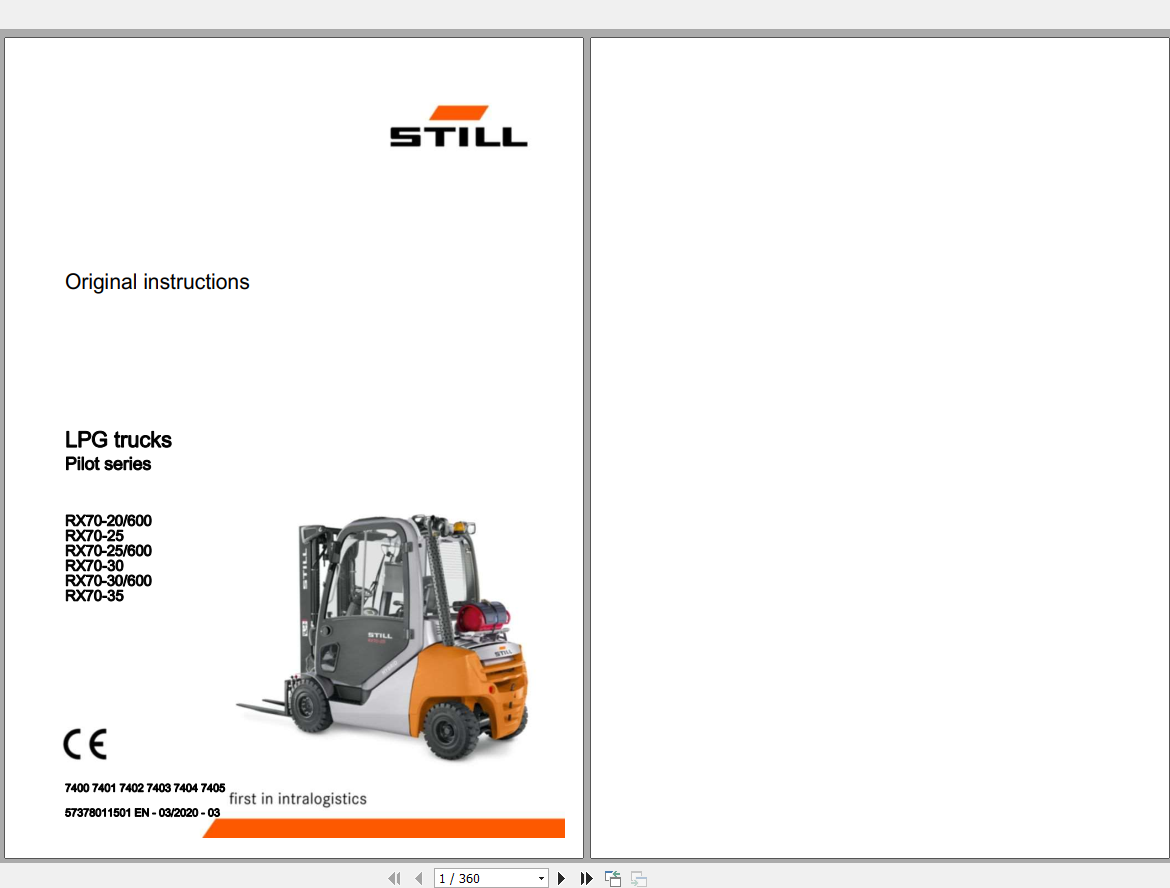 Still Sted LPG Forklift Truck Pilot Series Operating Instruction 1