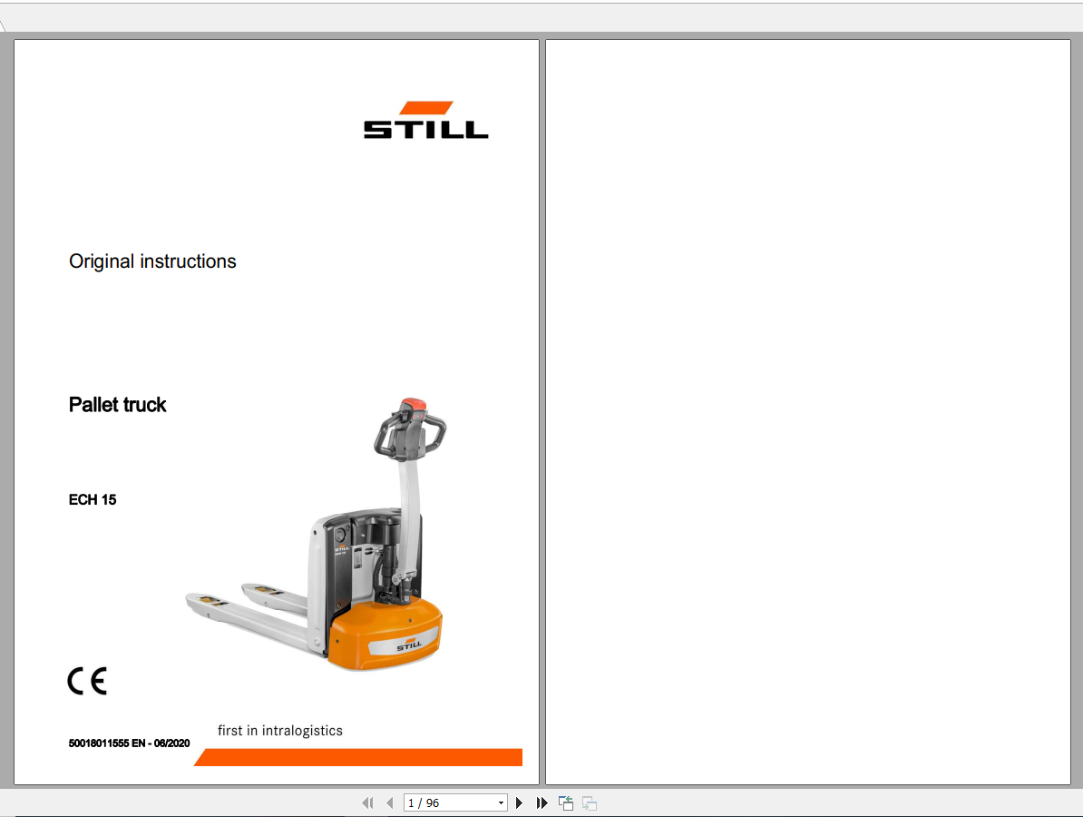 Still Sted Pallet Truck ECH 150195 Operating Instruction