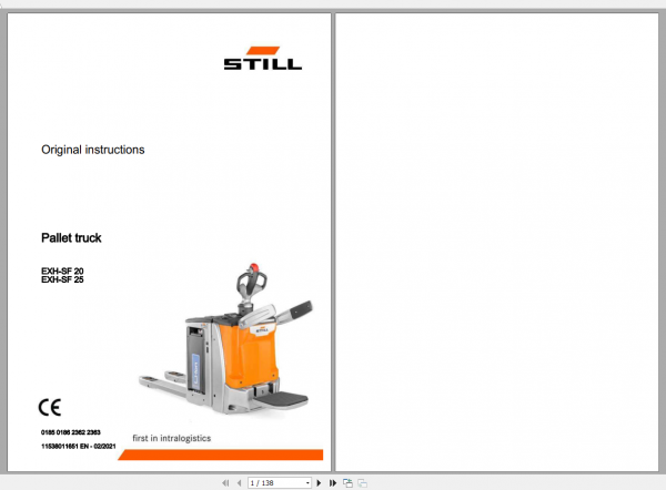 Still Sted Pallet Truck EXH SF 20 25 Operating Instruction 1