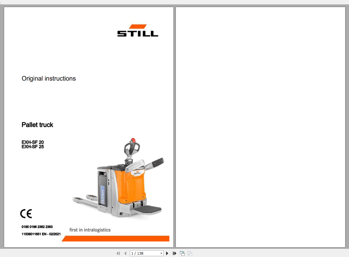Still Sted Pallet Truck EXH SF 20 25 Operating Instruction 1