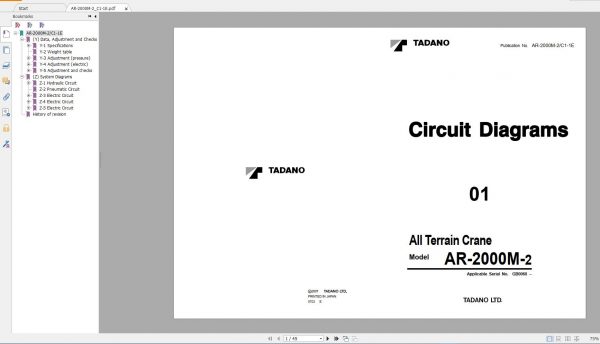 Tadano Mobile Crane AR 2000M 2 C1 1E Circuit Diagram 1 2