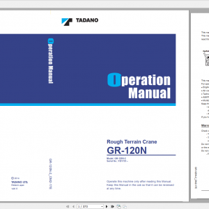 Tadano Rough Terrain Crane GR 120NL 2 GR 120N 2 00122 Operation Maintance Manual 1
