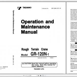 Tadano Rough Terrain Crane GR 120NLSTD 1 GR 120N 1 00103 Operation Maintance Manual 1