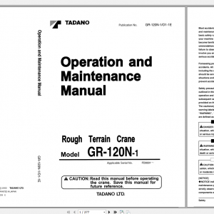 Tadano Rough Terrain Crane GR 120NLSTDF 1 GR 120N 1 00104 Operation Maintance Manual 1 1