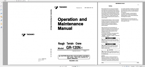 Tadano Rough Terrain Crane GR 120NLSTDF 1 GR 120N 1 00104 Operation Maintance Manual 1 1