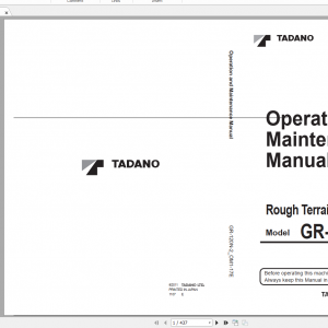 Tadano Rough Terrain Crane GR 120NPT 2 GR 120N 2 00114 Operation Maintance Manual 1