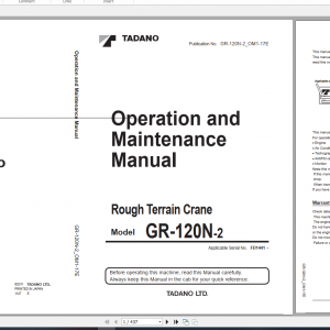 Tadano Rough Terrain Crane GR 120NSTD 2 GR 120N 2 00104 Operation Maintance Manual 1