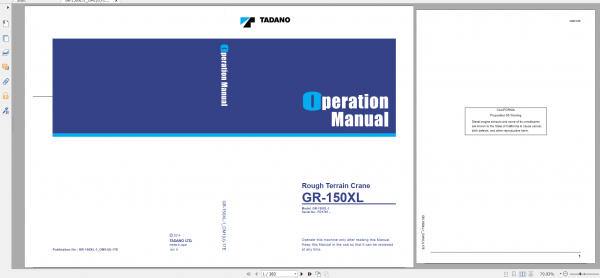 Tadano Rough Terrain Crane GR 150XL 1 GR 150 1 00222 Operation Maintance Manual 1