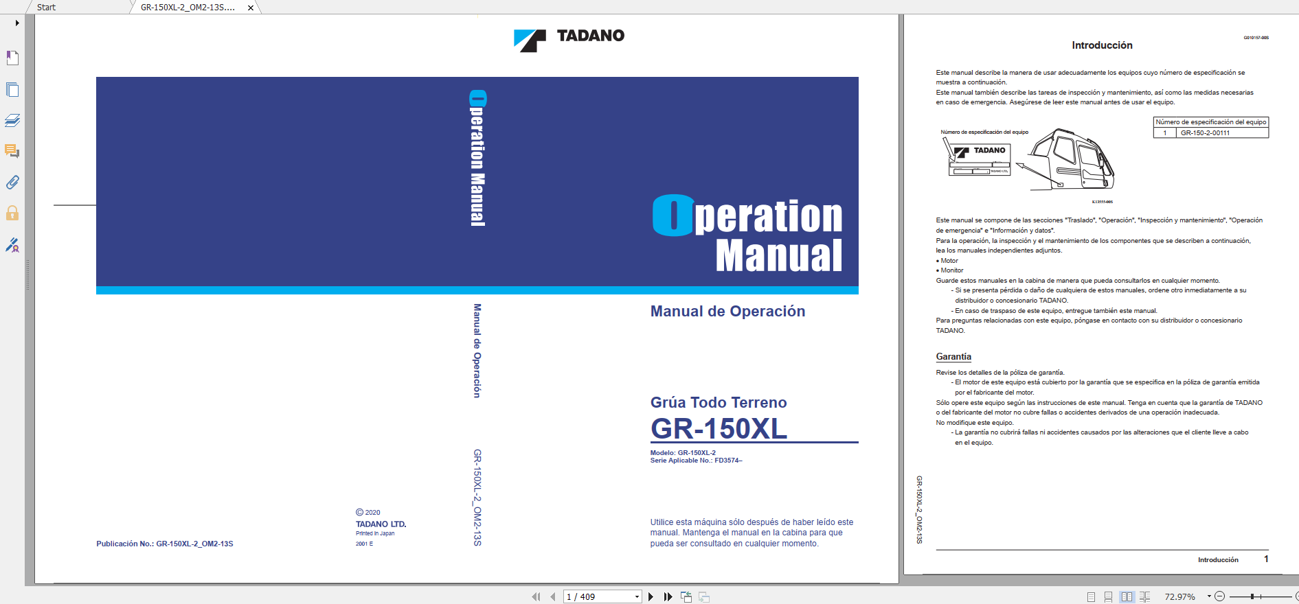 Tadano Rough Terrain Crane GR150XL2 GR150200111_ES Operation