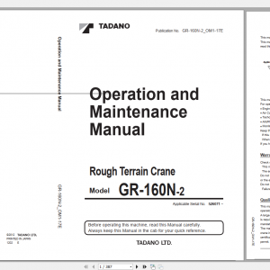 Tadano Rough Terrain Crane GR 160N 2 GR 160N 2 00101 Operation Maintance Manual 1