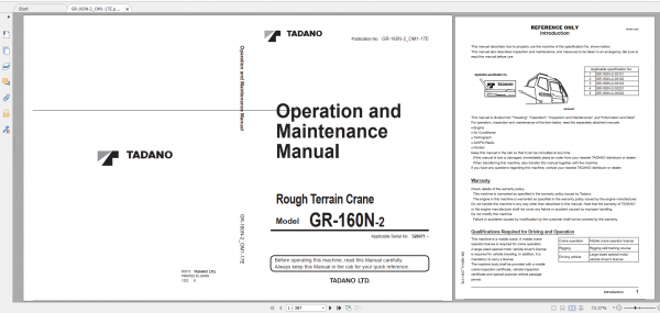 Tadano Rough Terrain Crane GR 160N 2 GR 160N 2 00201 Operation Maintance Manual 2
