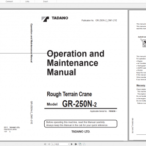 Tadano Rough Terrain Crane GR 250N 2 GR 250N 2 00101 Operation Maintance Manual 1