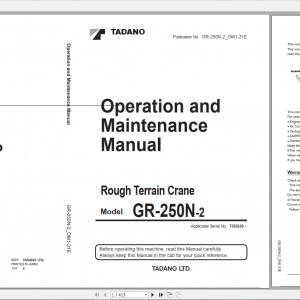 Tadano Rough Terrain Crane GR 250N 2 GR 250N 2 00125 Operation Maintance Manual 1