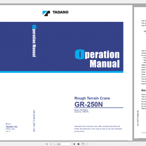 Tadano Rough Terrain Crane GR 250N 4 GR 250N 4 00101 Operation Maintance Manual 1