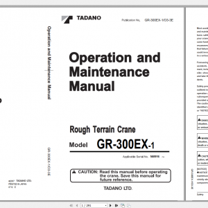 Tadano Rough Terrain Crane GR 300EX 1 GR 300E 1 00211 Operation Maintance Manual 1