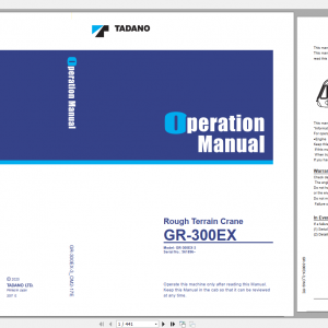 Tadano Rough Terrain Crane GR 300EX 3 GR 300E 3 00104 Operation Maintance Manual 1