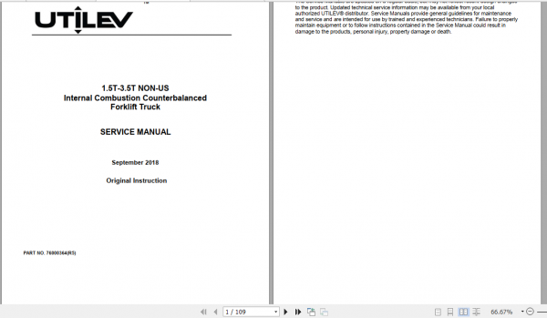 Yale Class 5 Internal Combustion Engine Trucks A261 UT15 18P Operation Service Manual 2