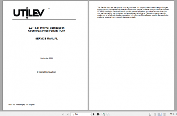 Yale Class 5 Internal Combustion Engine Trucks A266 UT15 18P Operation Service Manual 2