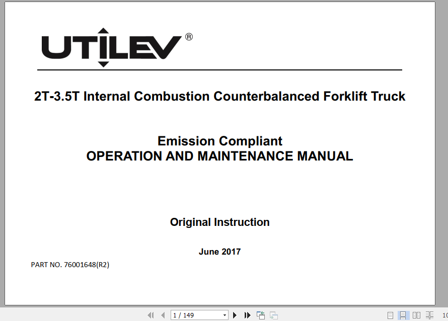 Yale Class 5 Internal Combustion Engine Trucks A266 UT15 18P Operation Service Manual 3