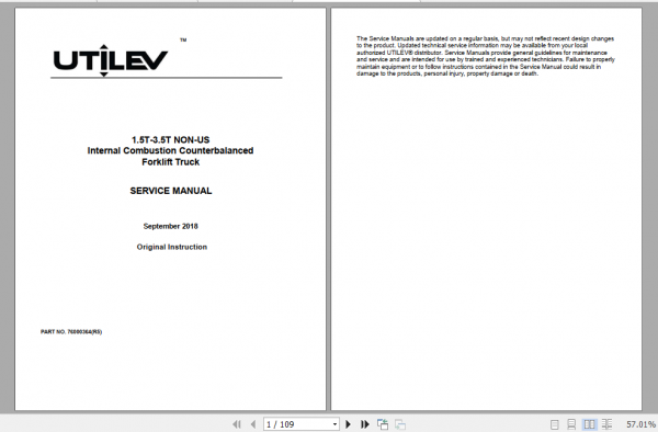 Yale Class 5 Internal Combustion Engine Trucks A281 UT20 25P UT30 35P Operation Service Manual 5