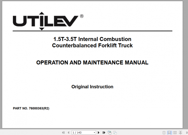 Yale Class 5 Internal Combustion Engine Trucks A281 UT20 25P UT30 35P Operation Service Manual
