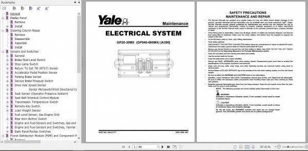 Yale Class 5 Internal Combustion Engine Trucks A390 GLPGDP20MX GLPGDP25MX GLPGDP35MX Europe Service Manual 5