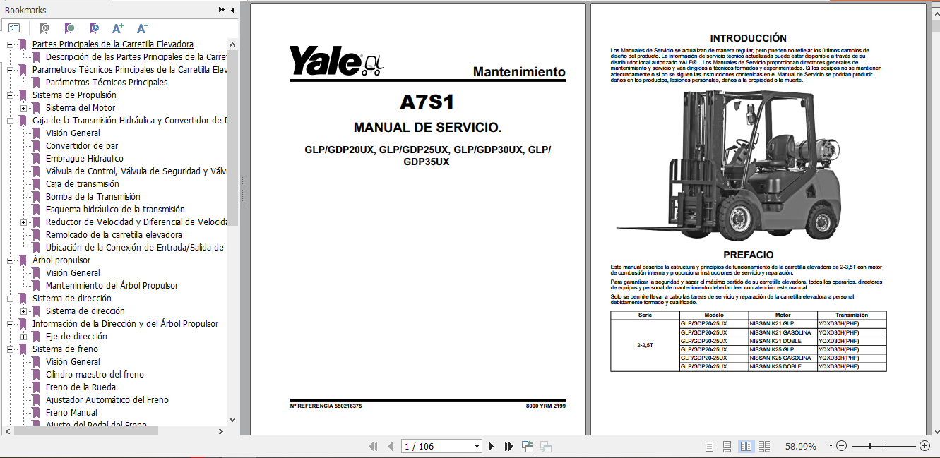 Yale Class 5 Internal Combustion Engine Trucks A7S1 Service Manual Spanish 2