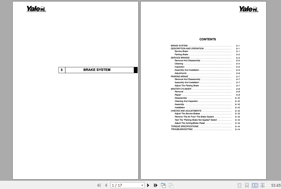 Yale Class 5 Internal Combustion Engine Trucks A810 GLPGDP16 20AFBF Europe Service Manual 1