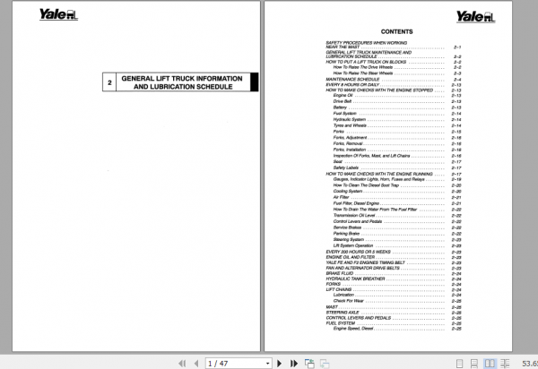 Yale Class 5 Internal Combustion Engine Trucks A810 GLPGDP16 20AFBF Europe Service Manual 2