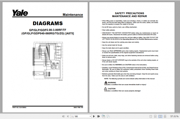 Yale Class 5 Internal Combustion Engine Trucks A875 GDPGLP20 30RFTF Europe Service Manual 4