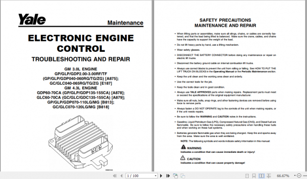 Yale Class 5 Internal Combustion Engine Trucks A878 GDP CA Service Manual 3