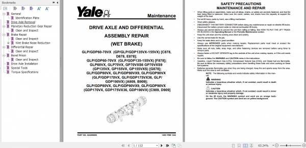 Yale Class 5 Internal Combustion Engine Trucks A909 GDPGLP170VX GDPGLP190VX GDPGLP175VX36 Service Manual 3