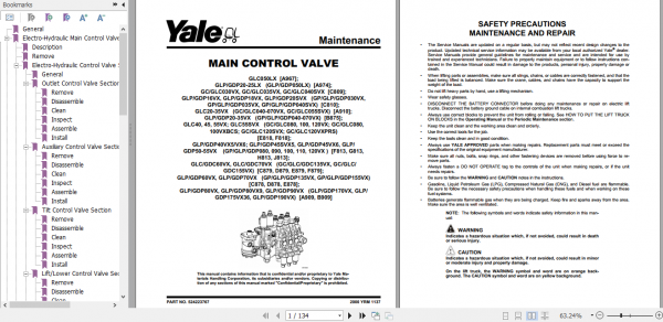 Yale Class 5 Internal Combustion Engine Trucks A974 GLP050LX GDP50LX Service Manual 3