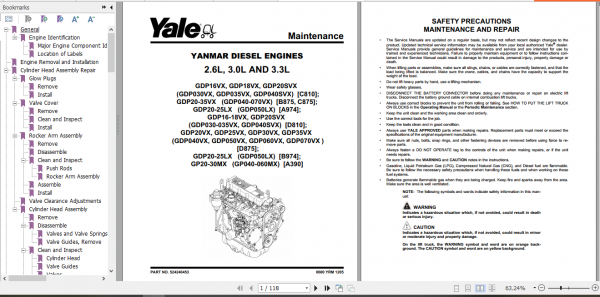 Yale Class 5 Internal Combustion Engine Trucks A974 GLP050LX GDP50LX Service Manual 5