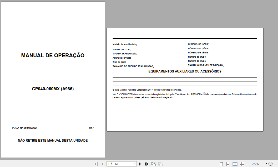 Yale Class 5 Internal Combustion Engine Trucks A986 GP040MX GP050MX GP060MX Operation Manual 2