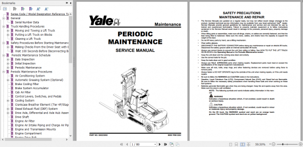 Yale Class 5 Internal Combustion Engine Trucks B674 GDP160EF9 GDP180EF9 Europe Service Manual 1