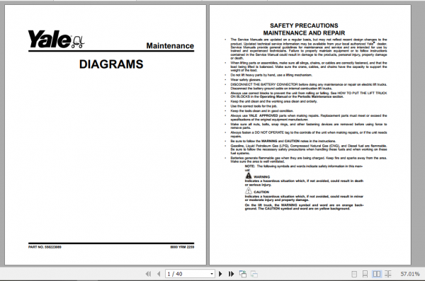 Yale Class 5 Internal Combustion Engine Trucks B674 GDP160EF9 GDP180EF9 Europe Service Manual 2