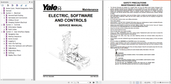 Yale Class 5 Internal Combustion Engine Trucks B674 GDP360EF36 GDP360EF48 Service Manual 3