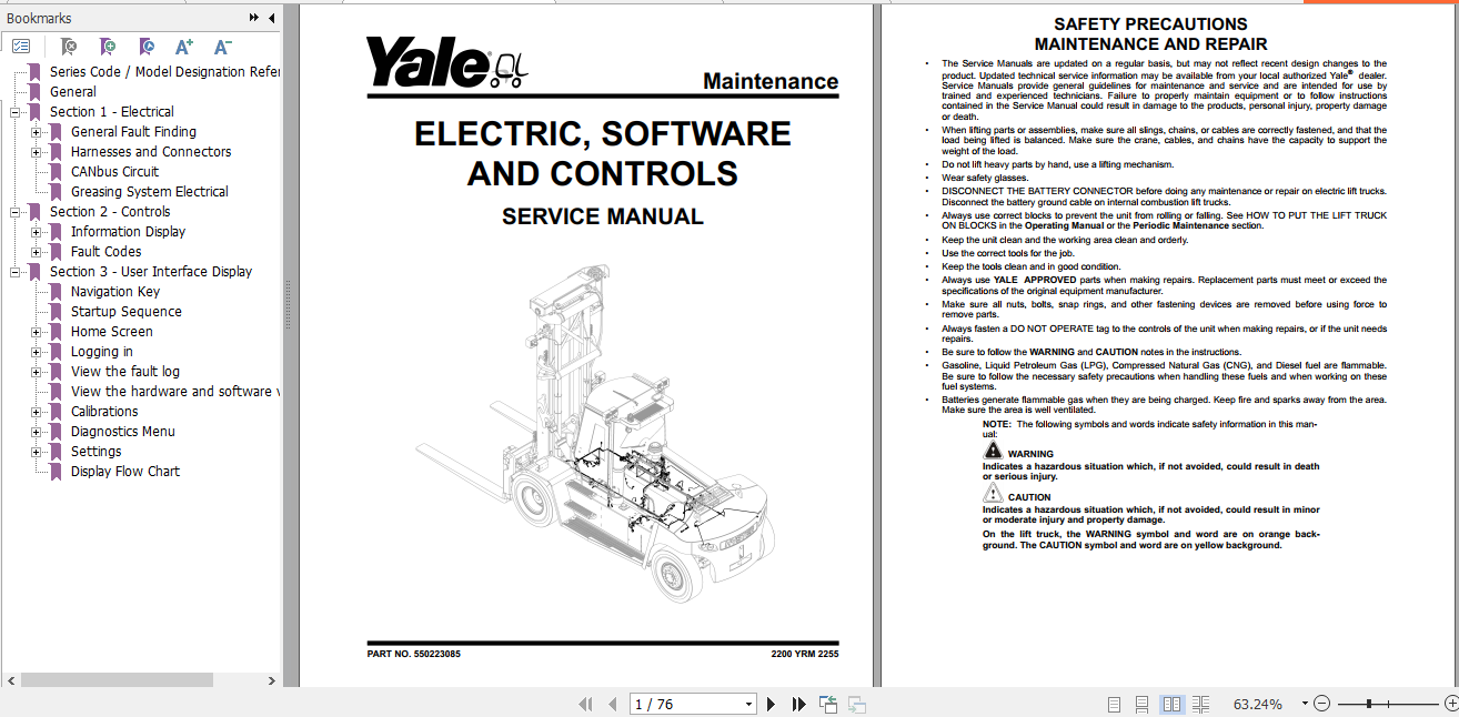 Yale Class 5 Internal Combustion Engine Trucks B674 GDP360EF36 GDP360EF48 Service Manual 3