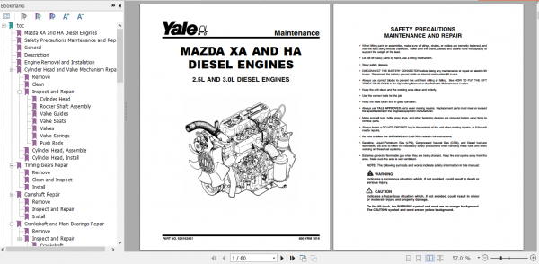 Yale Class 5 Internal Combustion Engine Trucks B810 GDP030 040AF Service Manual 2